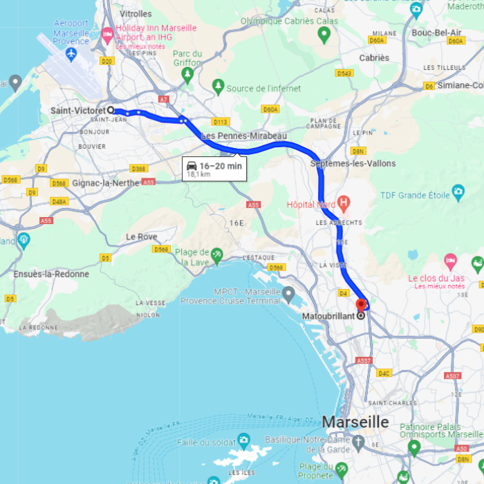 Itinéraire Saint-Victoret Matoubrillant